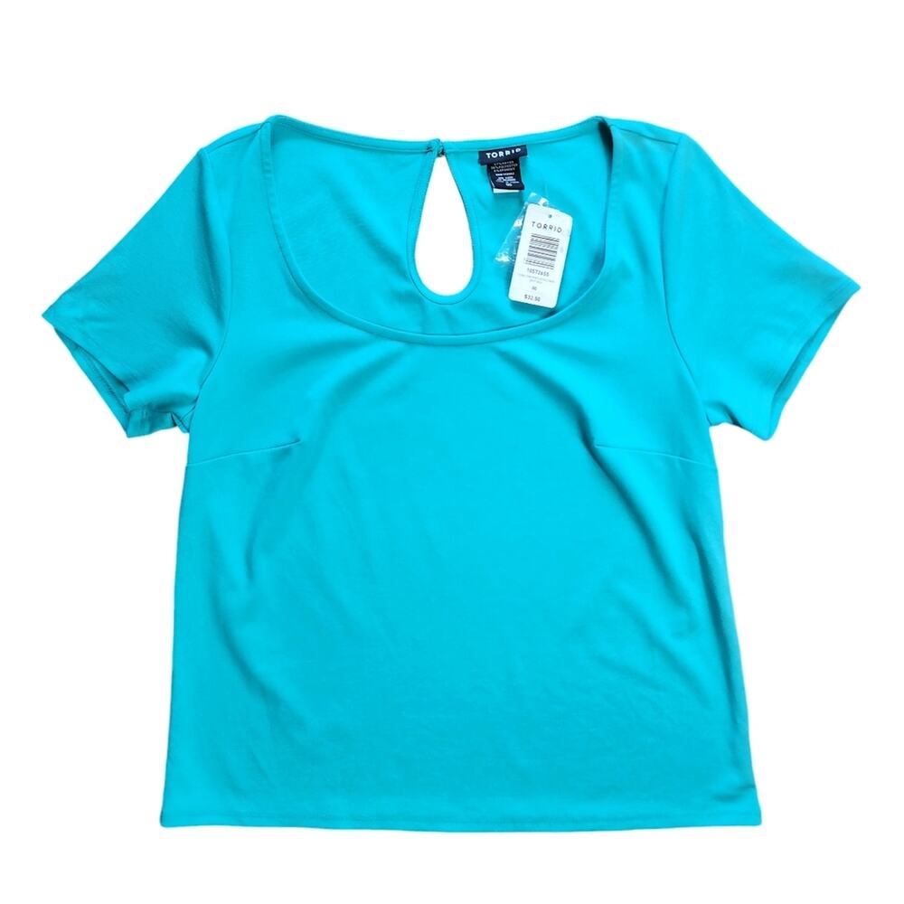 TORRID Ponte top keyhole back turquoise size 10 NWT